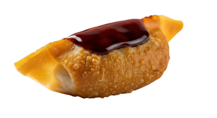 Crispy deep fried wonton appetizer with sweet sauce, isolated Asian restaurant food item isolated PNG with Transparent Background