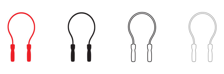 Obraz premium jumping rope vector icon set, fitness exercise equipment vector, silhouette and line art