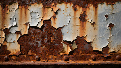 Rusted Metal Wall with Corrosion and Peeling Paint