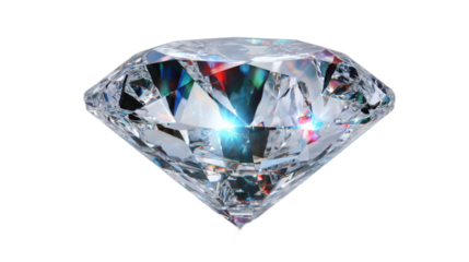 Sparkling Clear Diamond Gemstone with Brilliant Reflections and Unique Facets Set Against a Transparent Background