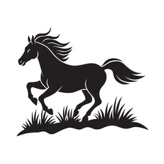 Jumping Horse Through Field Silhouette Design