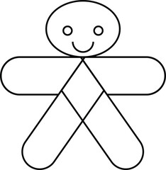 Gingerbread man icon, Christmas cookie figure, festive dessert illustration for holiday sweets and bakery design with transparent background