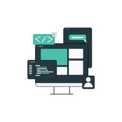 Flat Design Web Development and Coding Illustration