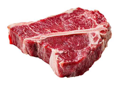 Grilling juicy t-bone steak backyard food evening light isolated on transparent background