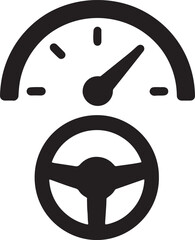Minimal car dashboard silhouette symbol representing speed, control, and automotive design.