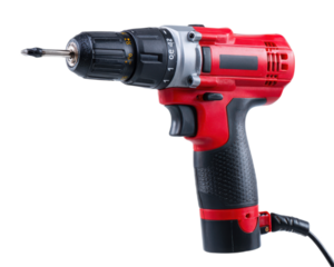 Close-up of a powerful cordless drill with a red and black design showcasing modern features for home improvement projects