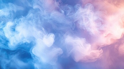A dreamy, abstract background featuring soft, swirling clouds of blue and pink hues, creating a tranquil and ethereal atmosphere.