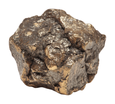 Exploring unique metallic mineral specimen science lab isolated on transparent background