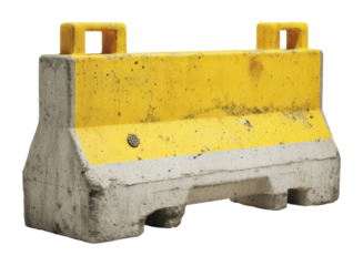 Construction safety barriers urban area object concrete isolated on transparent background