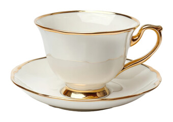 Elegant tea cup and saucer delicate design kitchen warm vibes isolated on transparent background