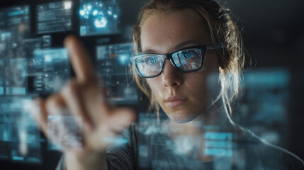 young woman with glasses