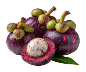 Delicious mangosteen fruit display tropical garden nature isolated on transparent background