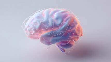 Abstract brain with digital network overlay signifies intelligence.