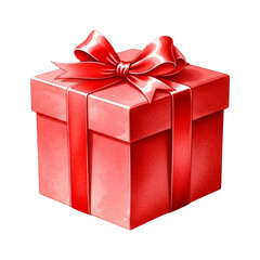 Obraz premium Vibrant red gift box isolated on transparent background, perfect for birthdays, holidays, or any special occasion, a symbol of love