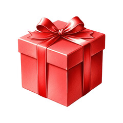 Obraz premium Vibrant red gift box with satin ribbon and bow, isolated on transparent background for festive occasions and celebrations