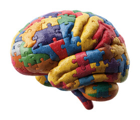 Creative mind puzzle brain concept digital colorful isolated on transparent background