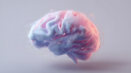 Illuminated neural network surrounds a stylized human brain.