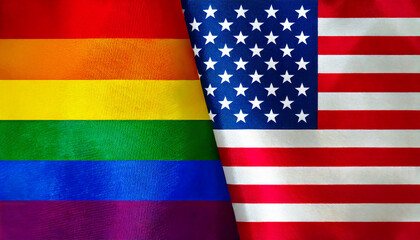 アメリカの国旗とレインボー・フラッグ(USA Flag & pride flag.)
