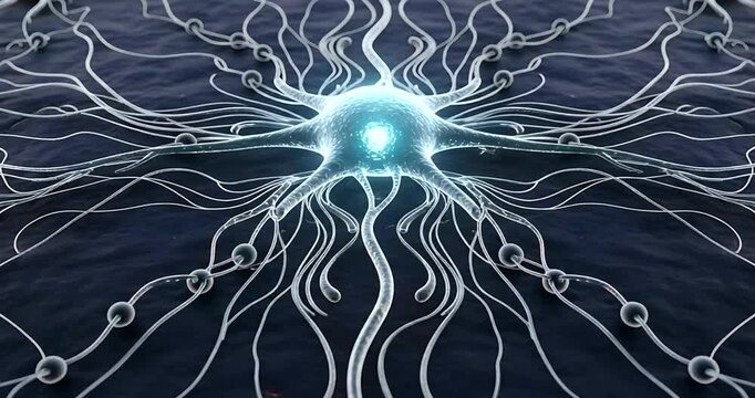 Neuron cell illustration neural network concept brain activity and neurological system for medical and scientific presentations