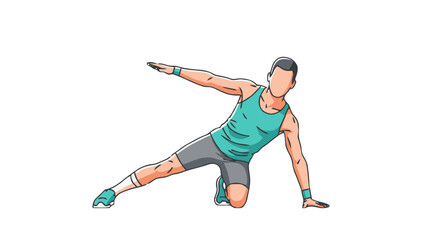 Man performing side lunge exercise, dynamic stretch targeting the inner thighs and hips