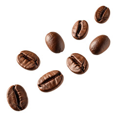 Roasted coffee bean isolated on transparent background, perfect for coffee lovers and caffeine enthusiasts everywhere