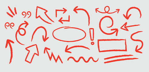 Hand Drawn Paint Arrow Set ,Artistic Brush Stroke Arrows, Grunge Vector Elements for Creative Design and Illustration Projects