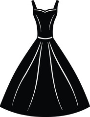 Elegant evening dress silhouette vector