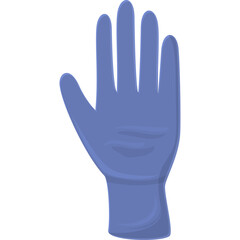 Single Blue Disposable Glove Extended Open Palm With Five Fingers Against White Background And Transparent Edges And No Shadows