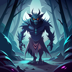 Halloween night with bats cat owl moon and spooky pumpkin vector illustration