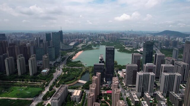 Architectural landscape of Hefei Swan Lake Business District