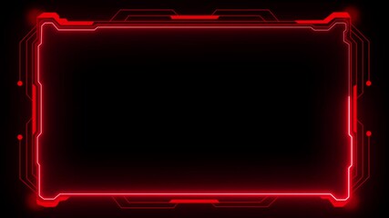 Futuristic red neon glowing digital interface frame with circuit board element. Futuristic red neon interface with circuit design. Digital HUD enhances cyber technology and communication. - Powered by Adobe