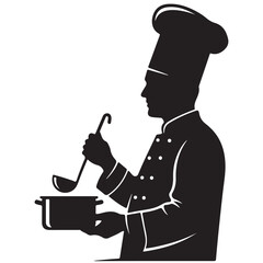 Professional Chef Silhouette Preparing Food