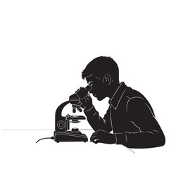 Young Scientist Observing Through a Microscope Silhouette