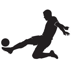 Dynamic Silhouette of Soccer Player Kicking Ball