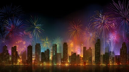 night city with fireworks diwali celebration