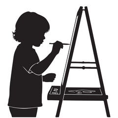 Young Child Painting on an Easel Silhouette