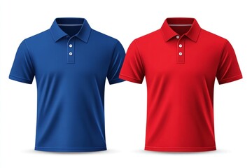 Two distinct blue and red polo shirt mockups creating versatile and customizable sportswear