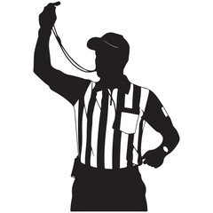 Silhouette of a Sports Referee Blowing a Whistle