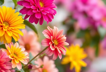 Obraz premium Vibrant summer blooms on a soft, blurred background, illustration, vibrant