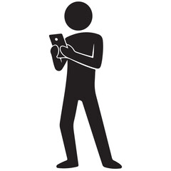 Silhouette of a Person Standing and Engaging with a Mobile Device