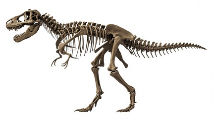 T rex skeleton fossil dinosaur bones paleontology museum exhibit isolated art