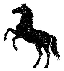 判子風 馬のシルエット 年賀状素材 ブラック