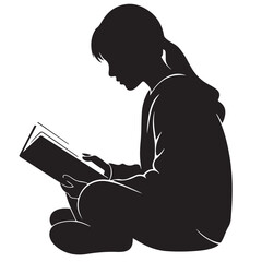 Silhouette of a Child Reading a Book