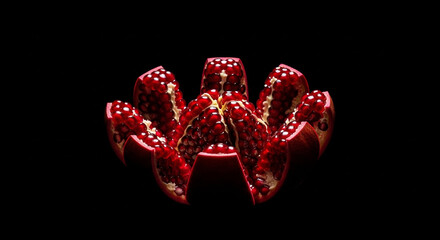 Abstract red organic shape with multiple tentacles or fingers against a deep black background