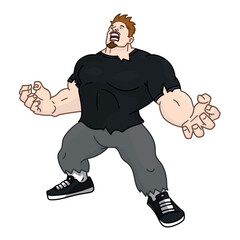 Gestresster Mann verwandelt sich in wütende Version seiner selbst Symbol für Kontrollverlust und Wut im Berufsleben Vektorillustration
