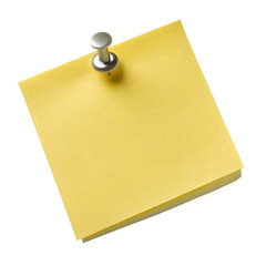 Yellow sticky note pinned isolated on transparent background for your message