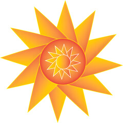 The abstract sun vector illustration features a golden star symbol with a bright yellow and orange color design