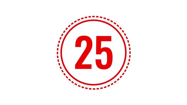 30 second countdown timer with red numbers and rotating dashed circle on white background