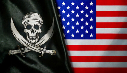 アメリカの国旗と海賊旗(USA Flag & pirate flag.)
