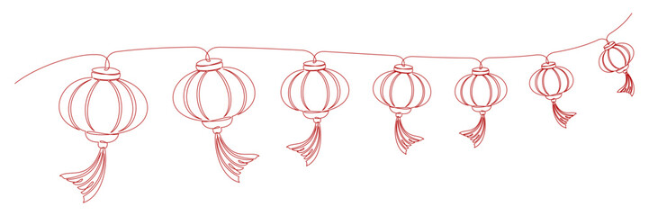 continuous line drawing of lantern decoration, for Chinese New Year 2.eps © Is